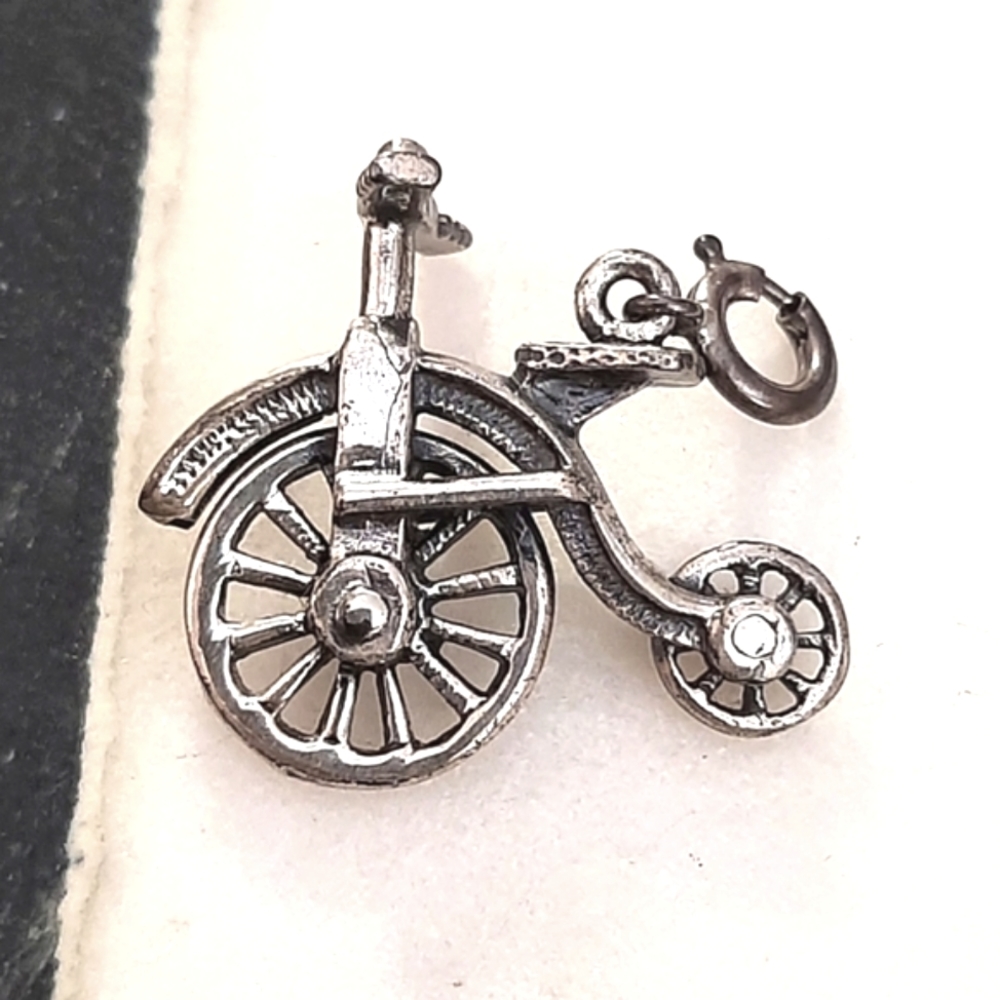 Vintage Sterling Silver Penny Farthing Bike Charm Pendant